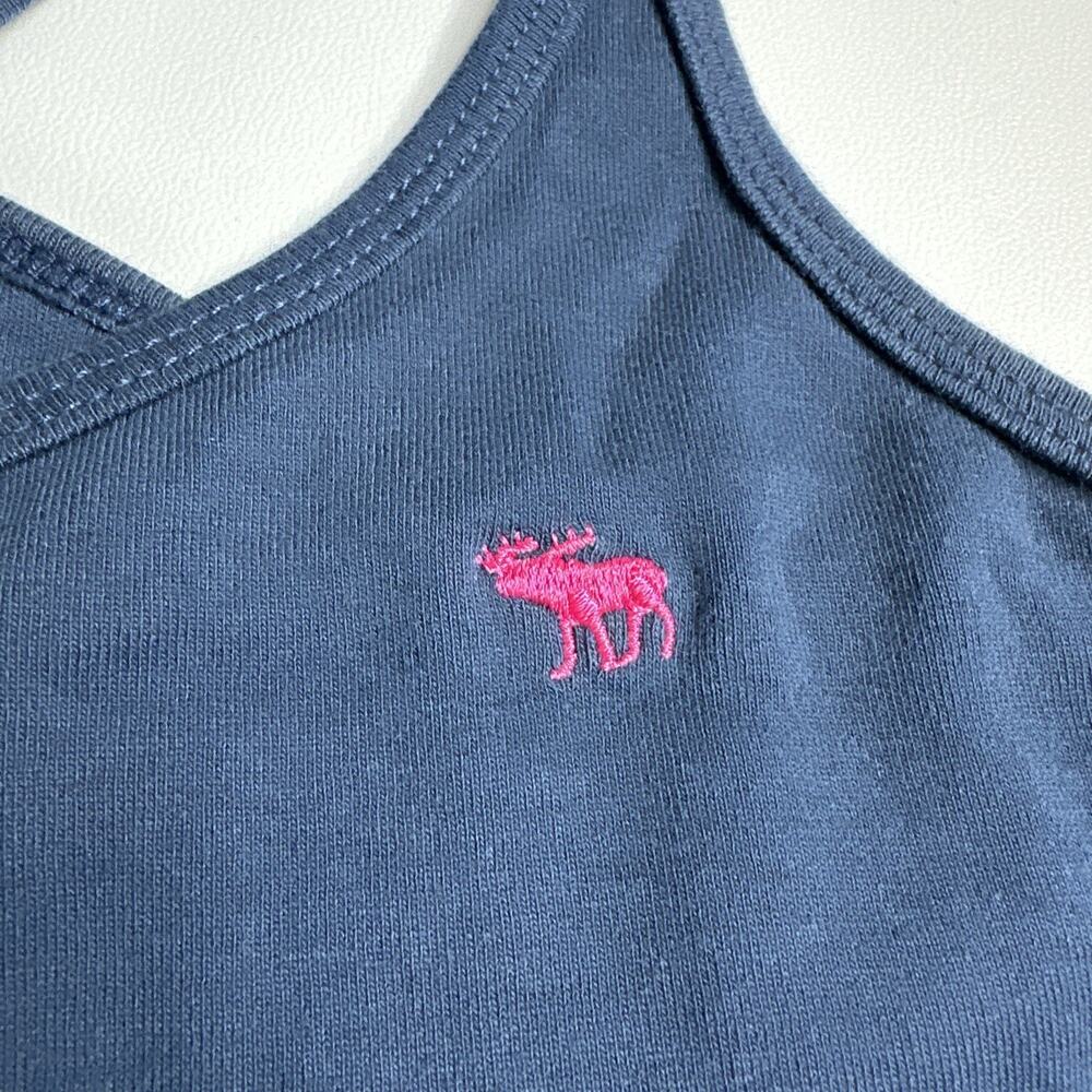 Vintage Abercrombie & Fitch Blue Tank Top Womens Medium Pink Moose Logo Y2K - Picture 8 of 9